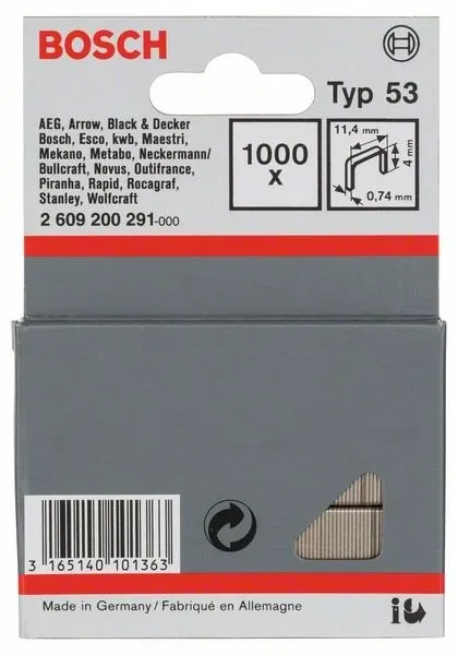 BOSCH Dundraadnietmachine, type 53 11,4 x 0,74 x 4 mm (1000 stuks) 2609200291
