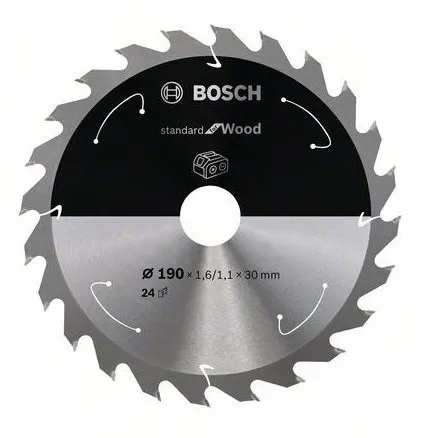 BOSCH Zaagblad voor accuzagen; Standaard voor hout 190x30x1,6/1,1x24T 2608837708