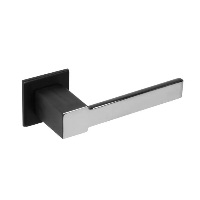 INTERSTEEL Deurkruk Moors No.5 met vierkante geveerde rozet 50x5mm rvsgepolijst/zwart