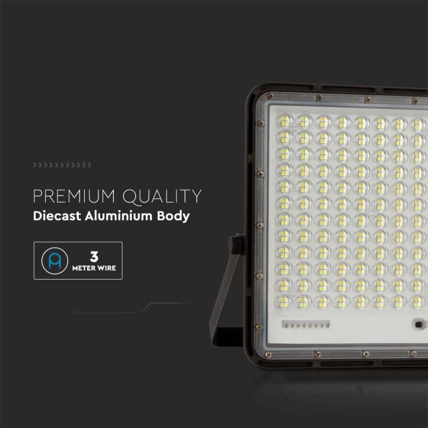 LED SCHIJNWERPER OP ZONNEENERGIE VOOR BUITEN LED/30W/3,2V 4000K ZWART IP65 + AFSTANDSBEDIENING