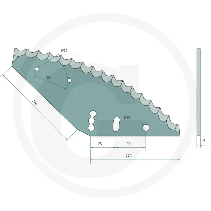 Mes met harde coating, 5mm dikte
