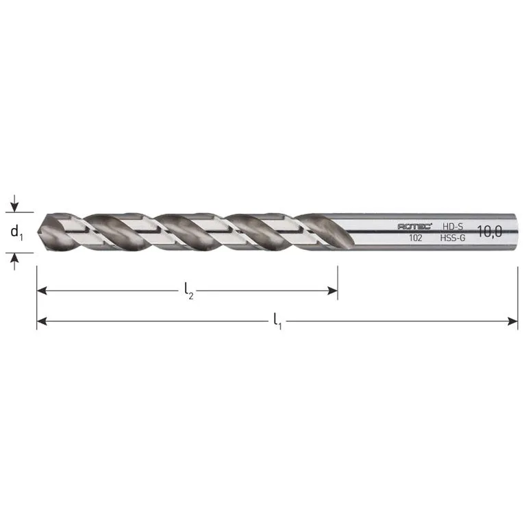 ROTEC HSSG SPIRAALBOOR, DIN 338, TYPE HDS, Ø5,0 10 STUKS