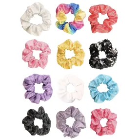 Scrunchie Voordeelset 12 stuks Glitter